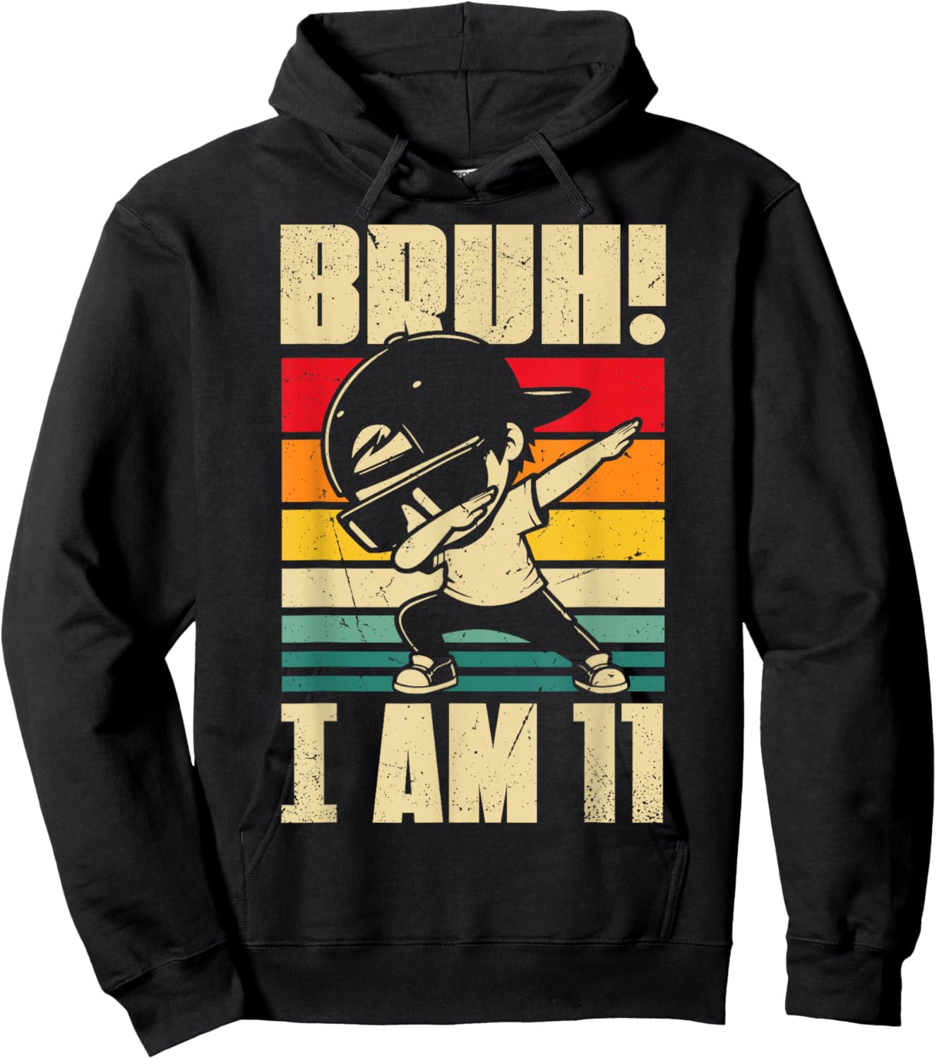 Bruh I Am 11 Year Old Dabbing Boy 11th Birthday Decorations Hoodie - Hoodie | Black