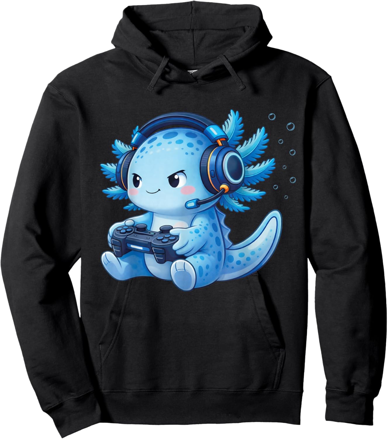 Cute Axolotl Video Games Anime Funny Gaming Gamer Boys Kids Hoodie - Hoodie | Black