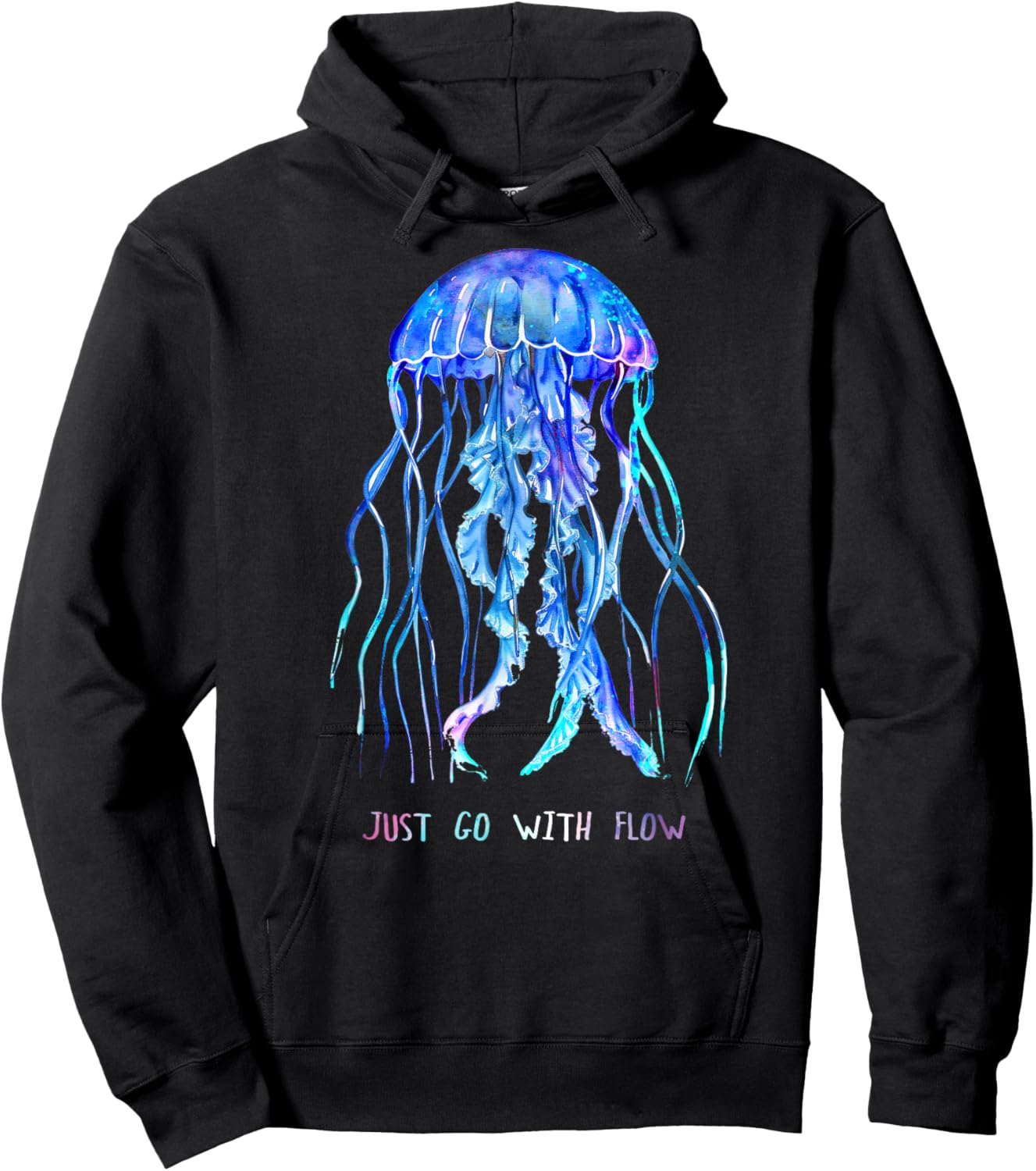 Awesome Cute Underwater Fish Sea Just Go with Flow Jellyfish Hoodie - Hoodie | Black