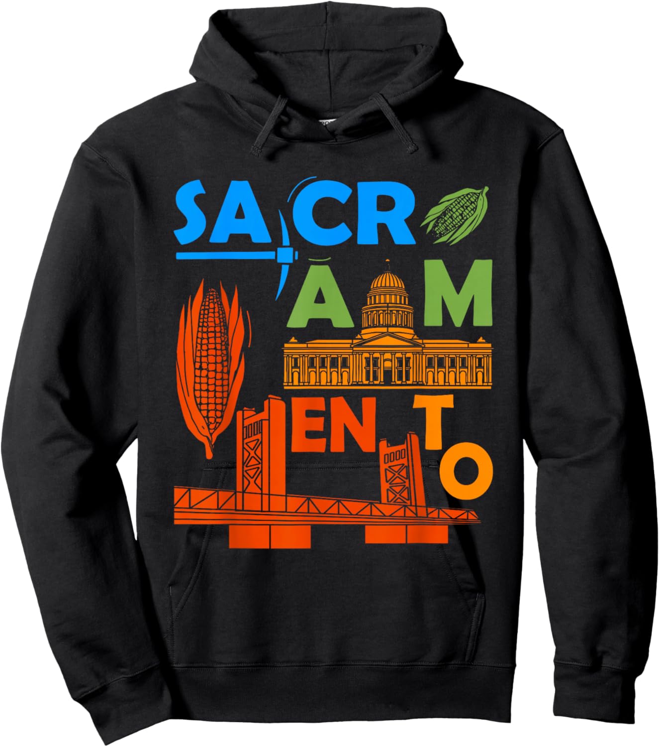 Sacramento California Souvenir Men Sequoia Tree Sacramento Hoodie - Hoodie | Black