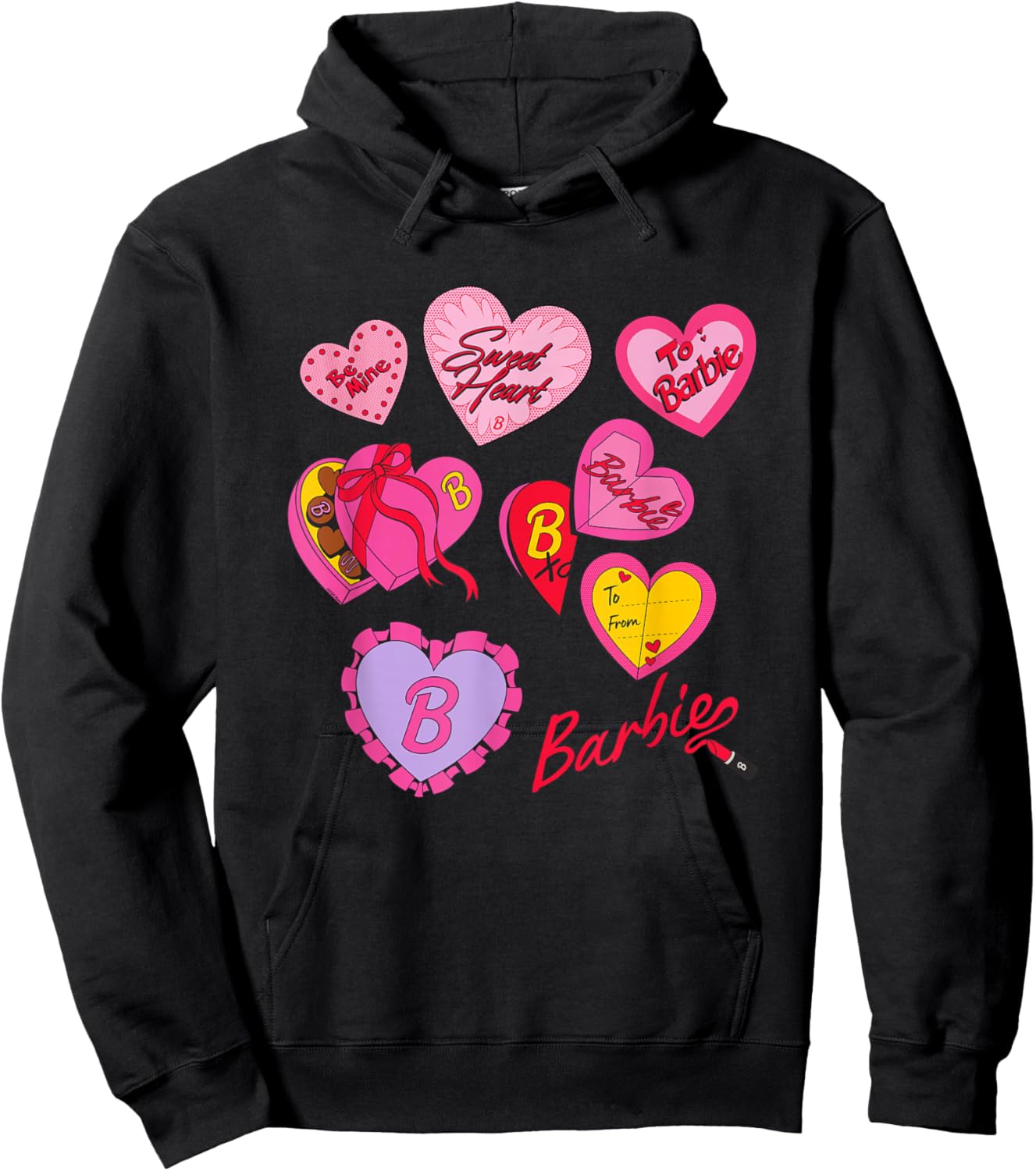 Barbie Valentine's Day Hearts Hoodie - Hoodie | Black