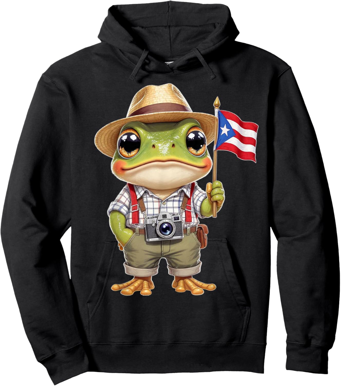 Funny Coquí Frog Puerto Rico Flag Men Women Kids Hoodie - Hoodie | Black