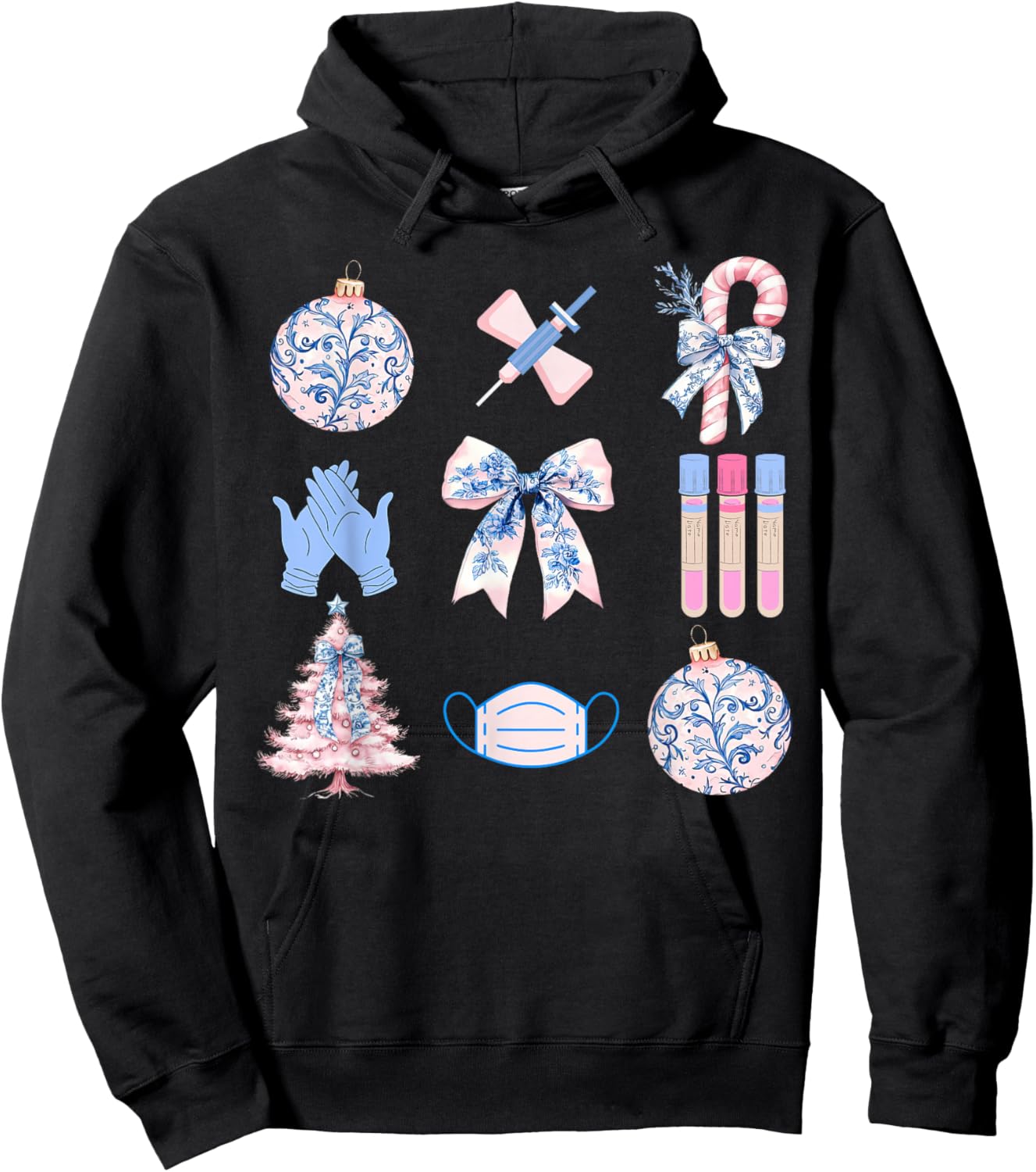 Christmas Phlebotomy Coquette Bow Phlebotomist Phleb Tech Hoodie - Hoodie | Black