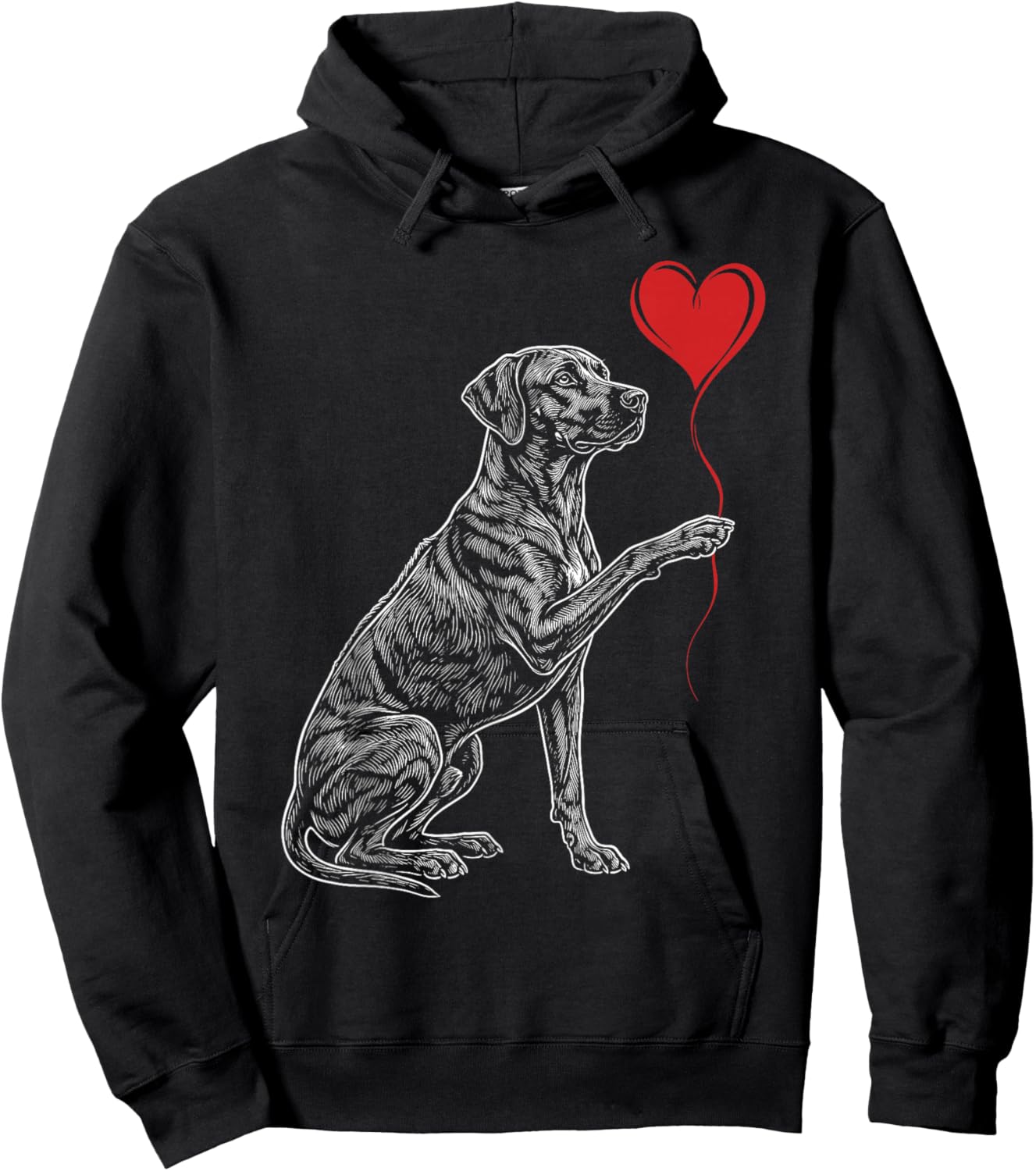 Rhodesian Ridgeback Lover Dog Art Holding Heart Valentines Hoodie - Hoodie | Black