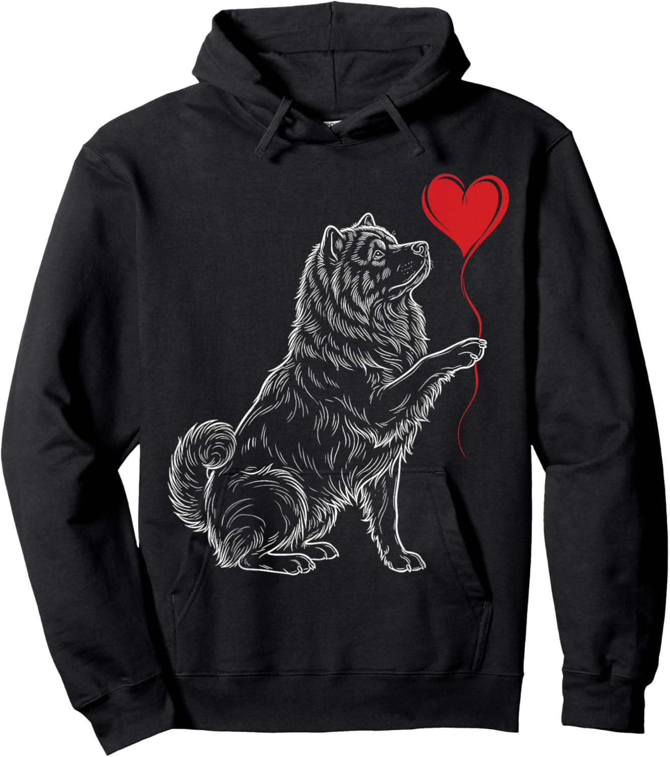 Chow Chow Lover Dog Art Holding Heart Valentines Hoodie - Hoodie | Black