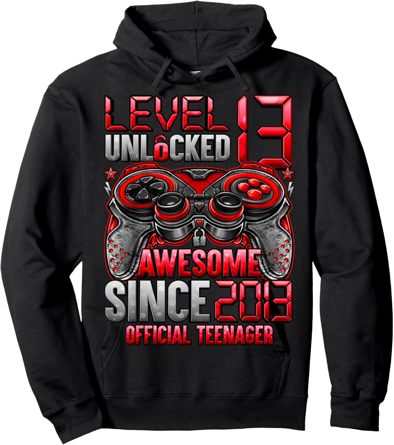 Official Teenager Level 13 Unlocked Boys 13th Birthday Boy Hoodie - Hoodie | Black
