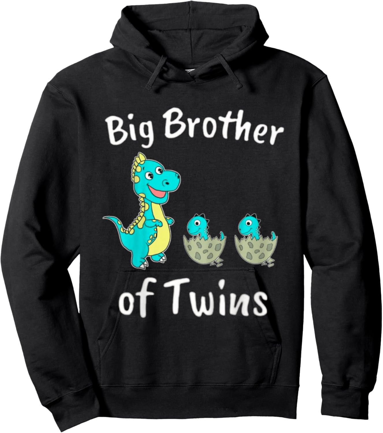 Kids I'm Going to Be A Big Brother of Twins Dino Hoodie - Hoodie | Black