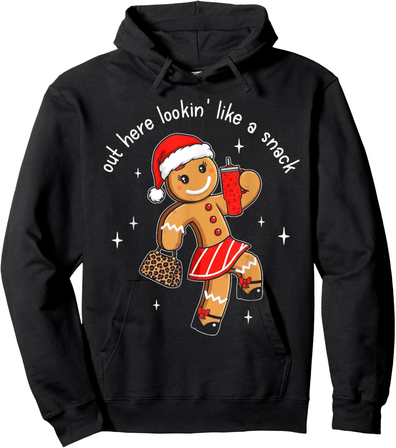 Out Here Looking Like A Snack Funny Boujee Xmas Gingerbread Hoodie - Hoodie | Black