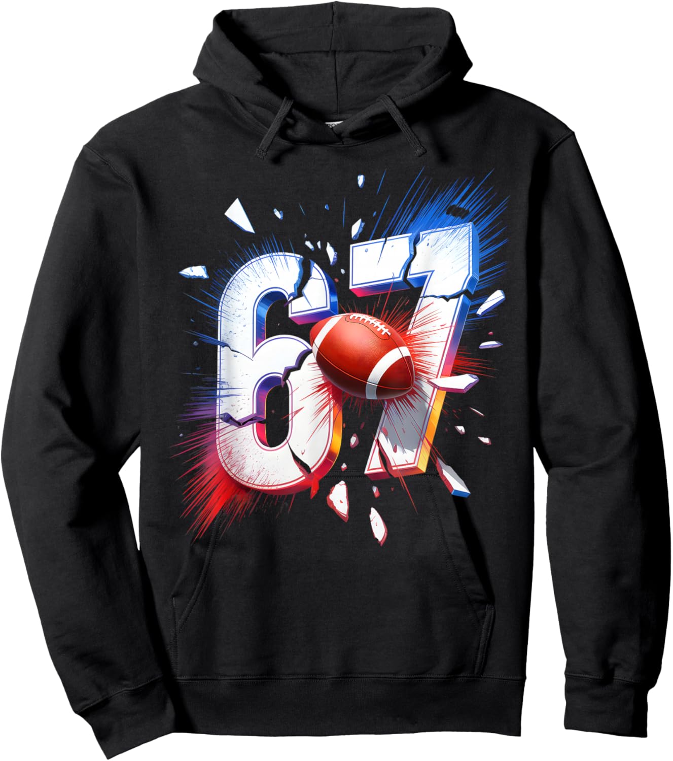 67 Football Six Seven 6 7 Meme 67 Hoodie - Hoodie | Black