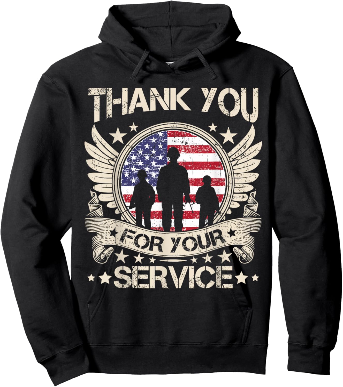 Thank You for Your Service Veterans Proud Veterans Day USA Hoodie - Hoodie | Black