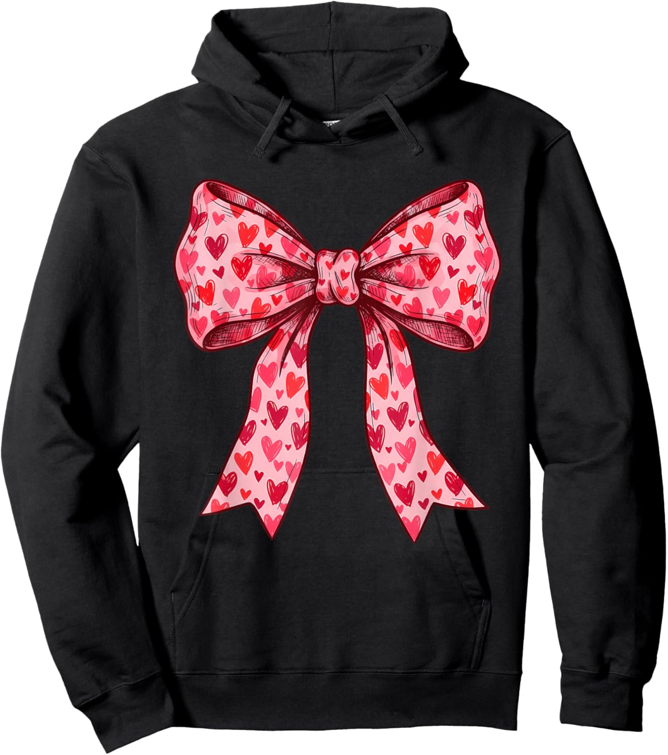 Cute Coquette Bows Valentines Day Girls Kids Hoodie - Hoodie | Black