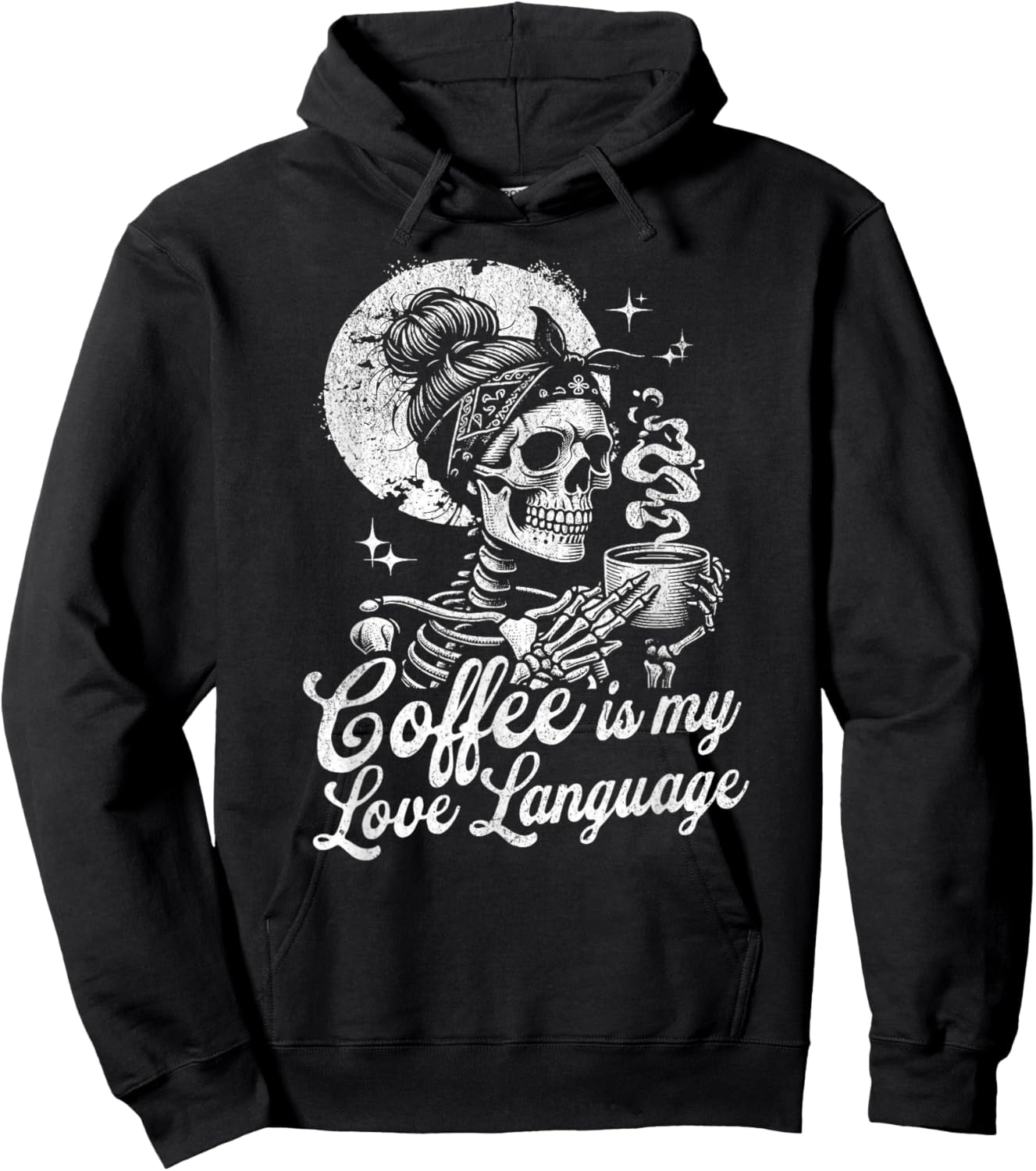 Coffee is My Love Language Funny Skeleton Cute Hoodie - Hoodie | Black