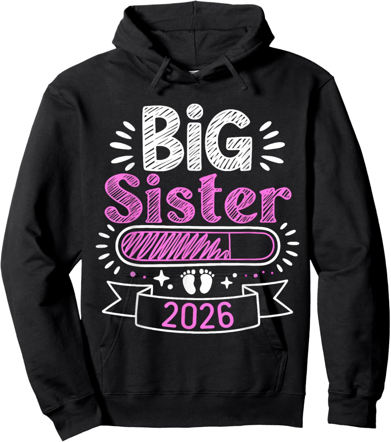 Big Sister Loading 2026 Cute Promoted to Big Sister 2026 Kid Hoodie - Hoodie | Black