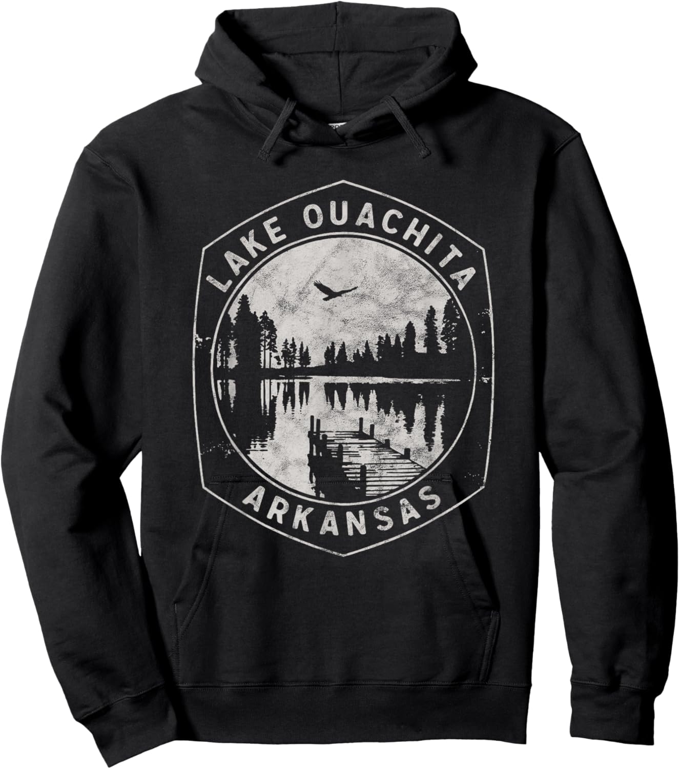 Vintage Lake Ouachita Arkansas Outdoors Vacation Hoodie - Hoodie | Black