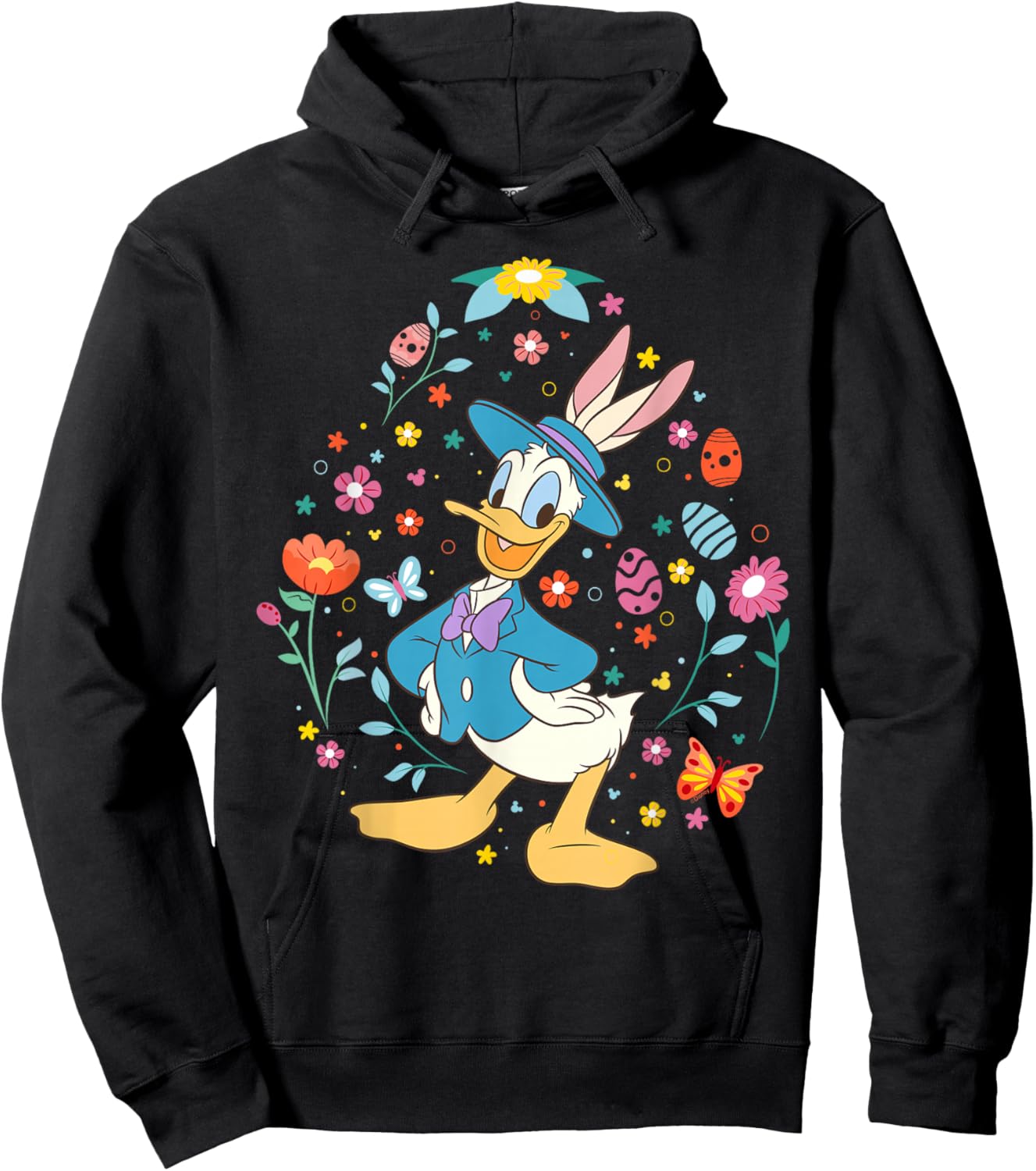 Disney Donald Duck with Bunny Ears and Easter Egg Spring Hoodie - Hoodie | Black
