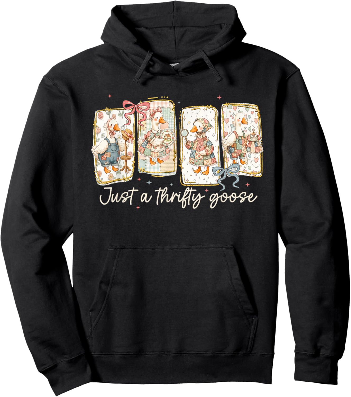 Just A Thrifty Goose Thrift Shop Thrifting Silly-Goose Women Hoodie - Hoodie | Black