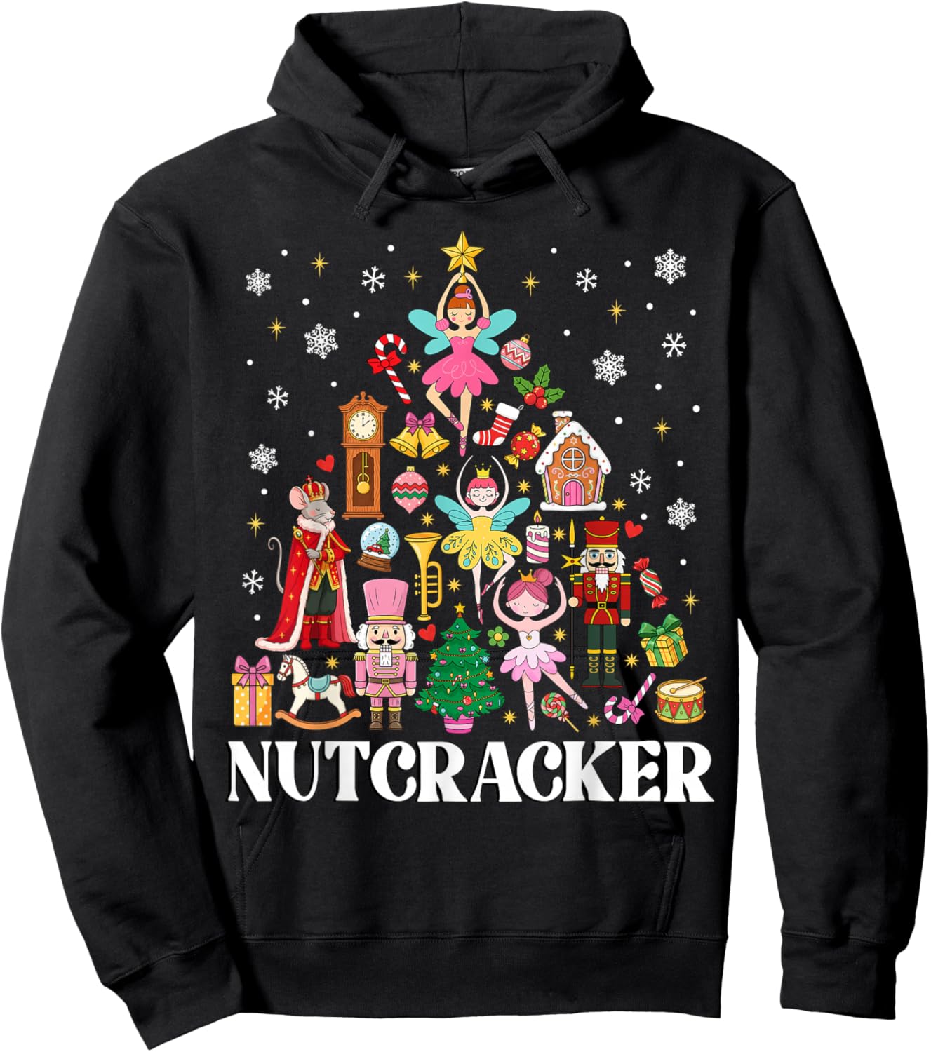 Nutcracker Squad Holiday Christmas Family Matching Pajamas Hoodie - Hoodie | Black