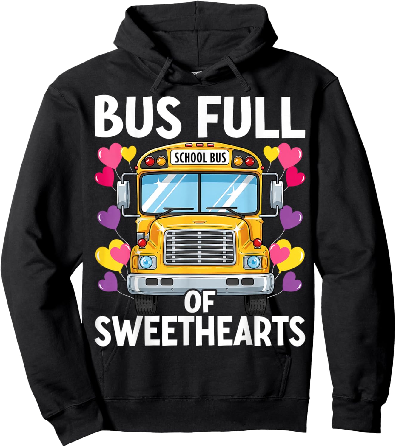 School Bus Full of Sweethearts Valentine's Day Hoodie - Hoodie | Black