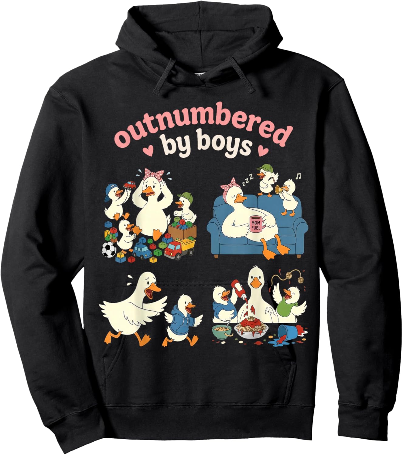 Outnumbered By Boys Mom of Boys Hoodie - Hoodie | Black