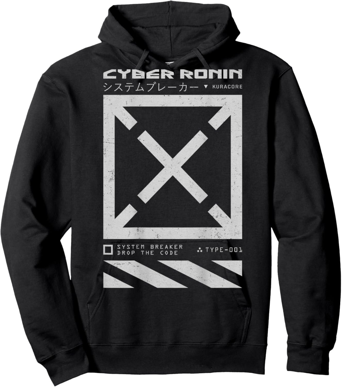 Back Print Japanese Streetwear Y2K Techwear Anime Cyberpunk Hoodie - Hoodie | Black
