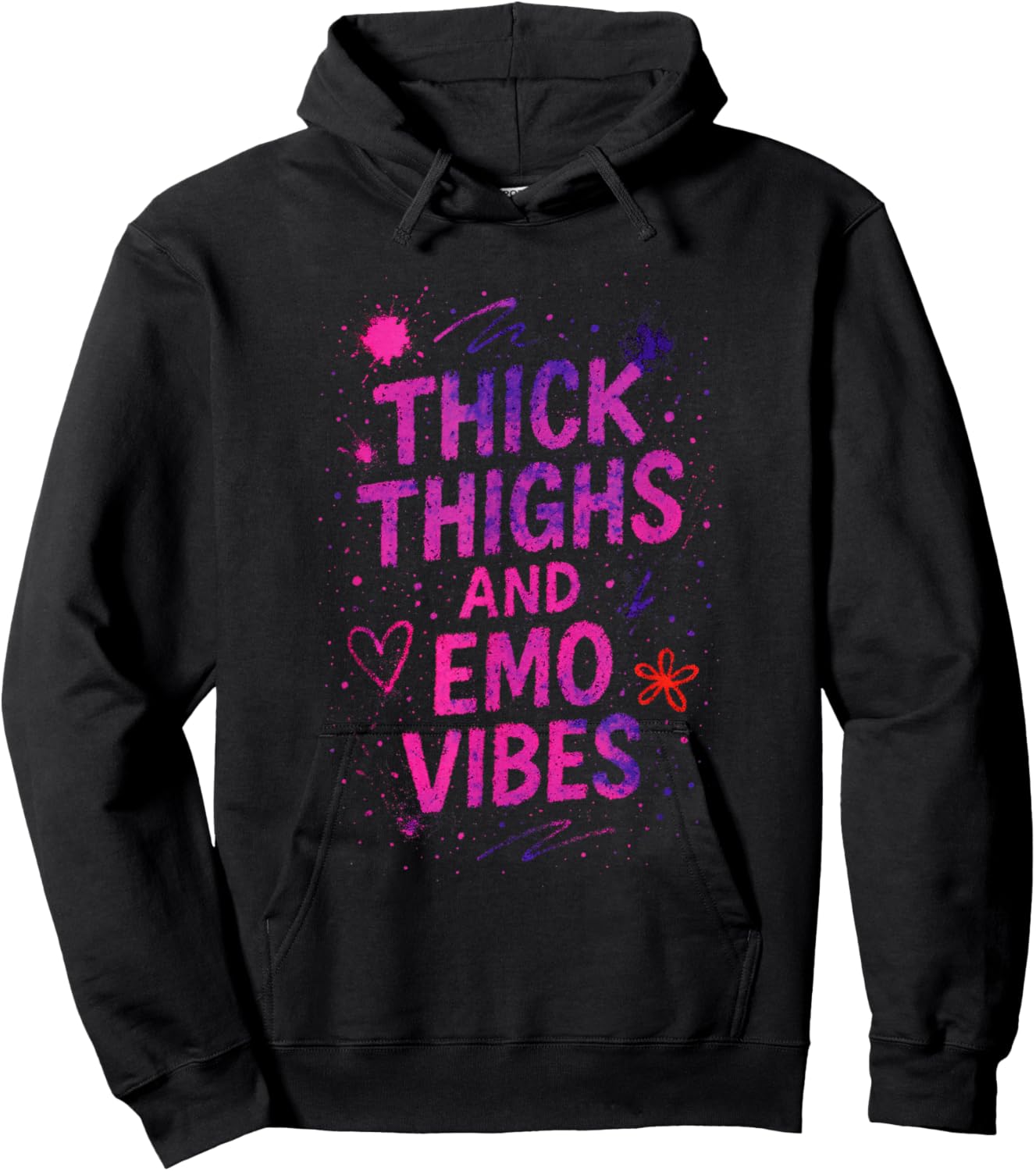 Thick Thighs and Emo Vibes - Goth Alt Music Style Hoodie - Hoodie | Black