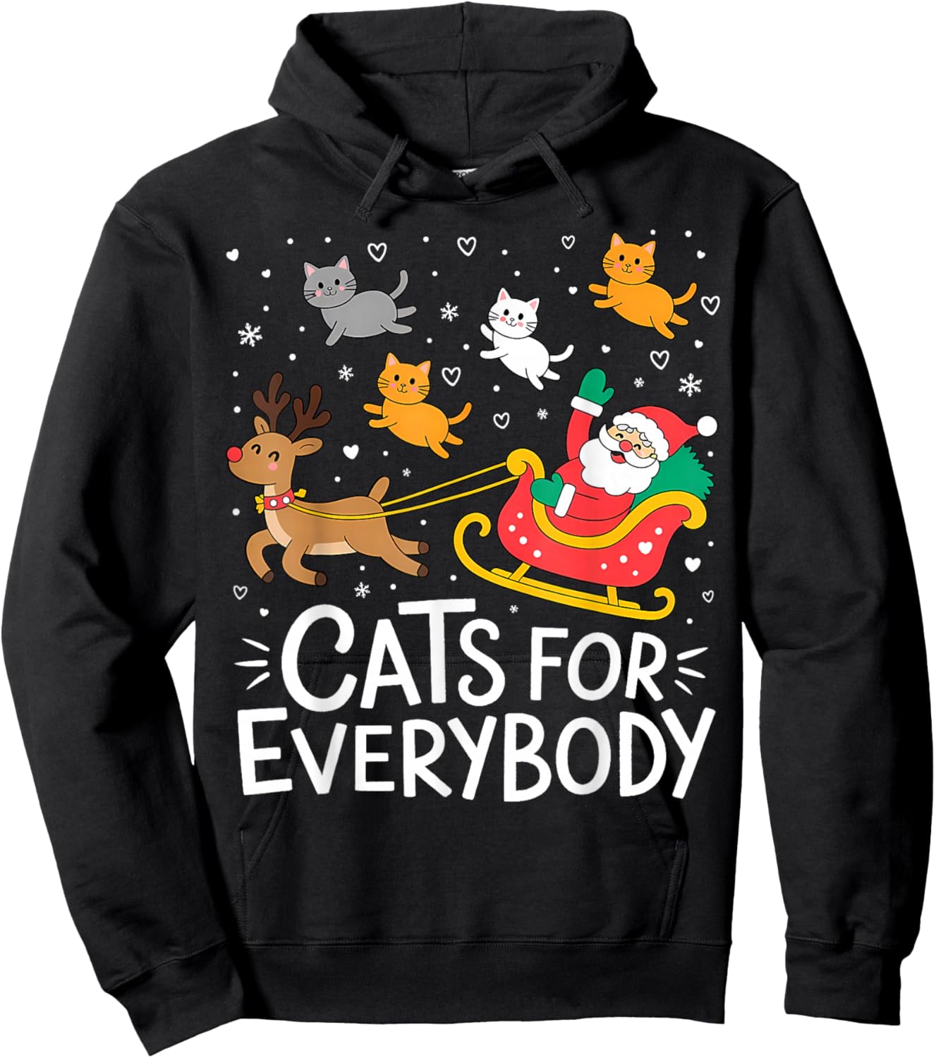 Cats for Everybody Christmas Cat Funny Xmas Women Santa Hoodie - Hoodie | Black