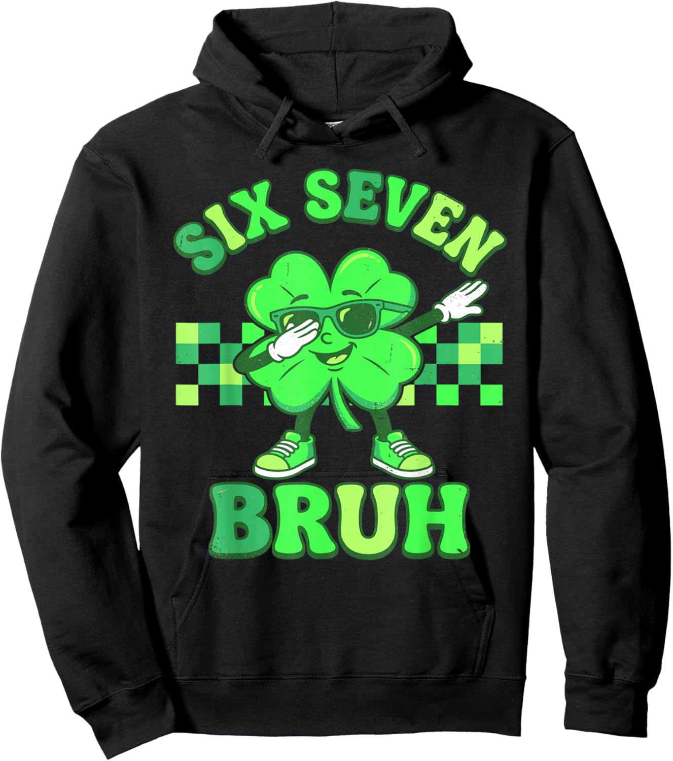 St Patricks Day Six Seven Bruh Dabbing Shamrock Boys Kids Hoodie - Hoodie | Black