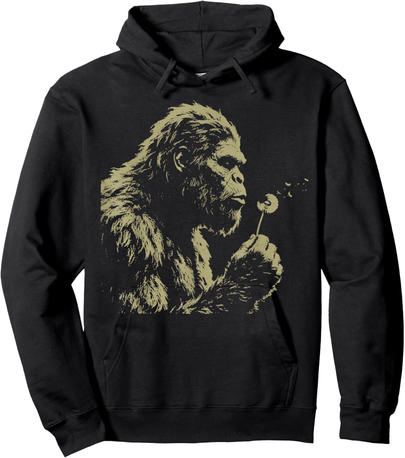 Blowing Wishes Funny Bigfoot Blowing Dandelion Vintage Art Hoodie - Hoodie | Black