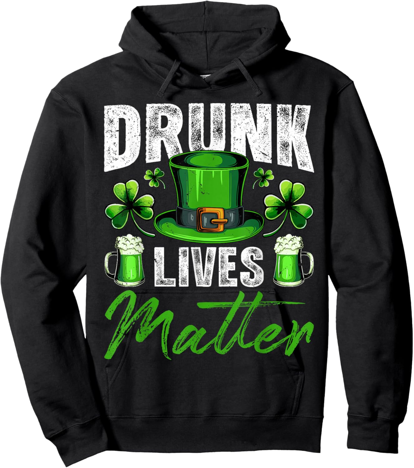 Drunk Lives Matter Leprechaun Drinking Beer St Patrick's Day Hoodie - Hoodie | Black