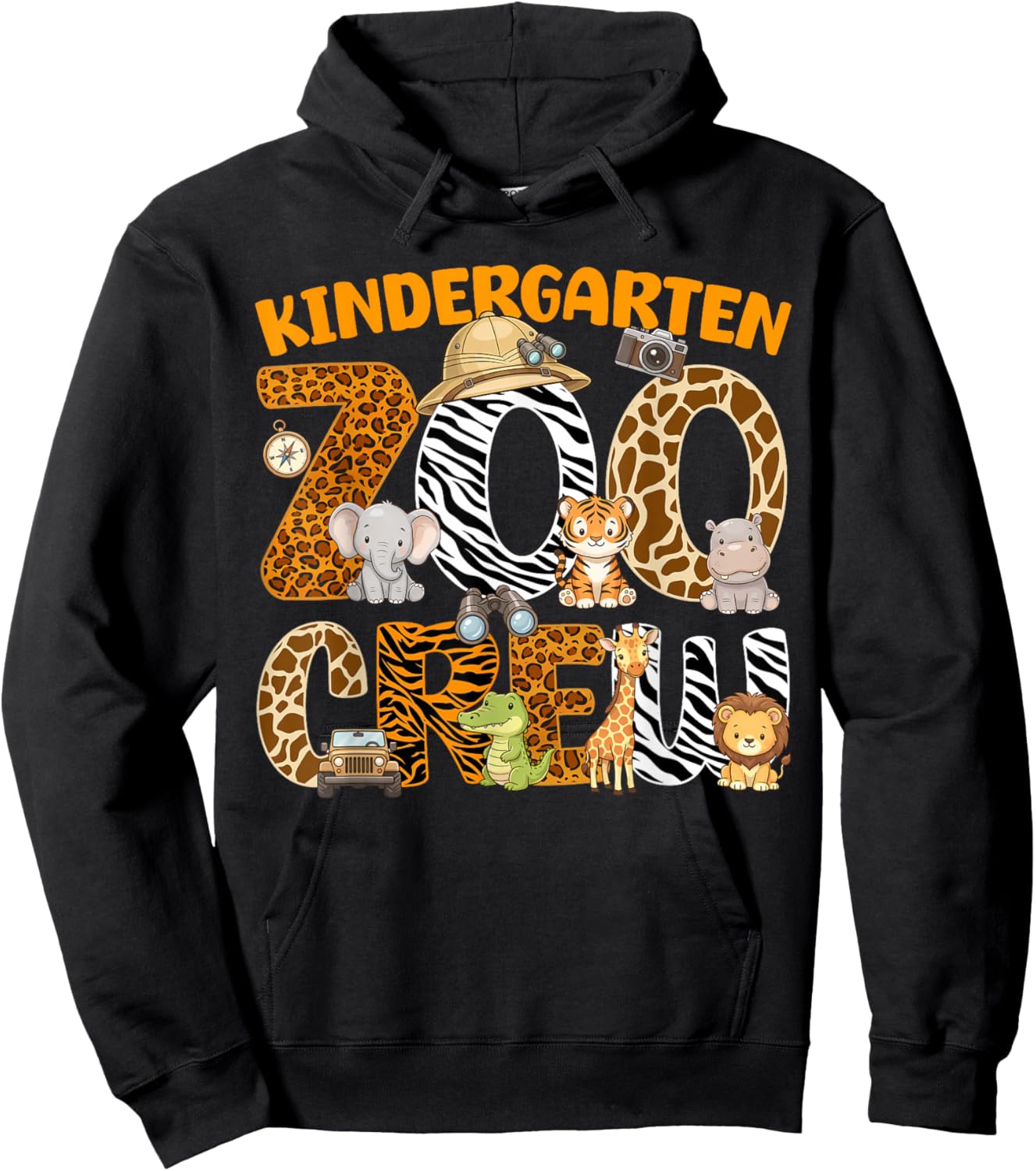 Kindergarten Zoo Crew Safari Animal Funny Jungle for Kids Hoodie - Hoodie | Black