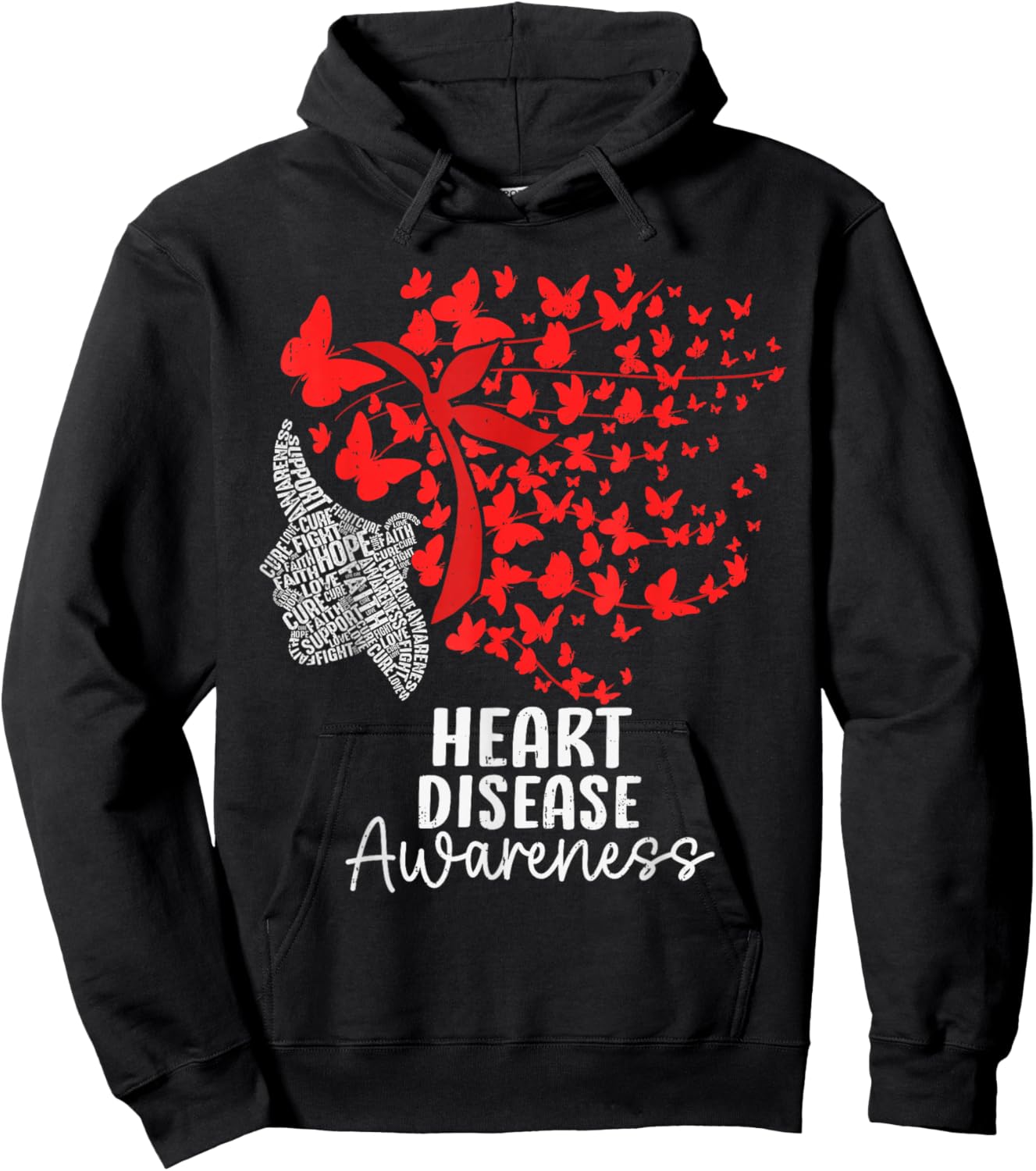 Heart Disease Awareness CHD Butterfly Heart Health Hoodie - Hoodie | Black