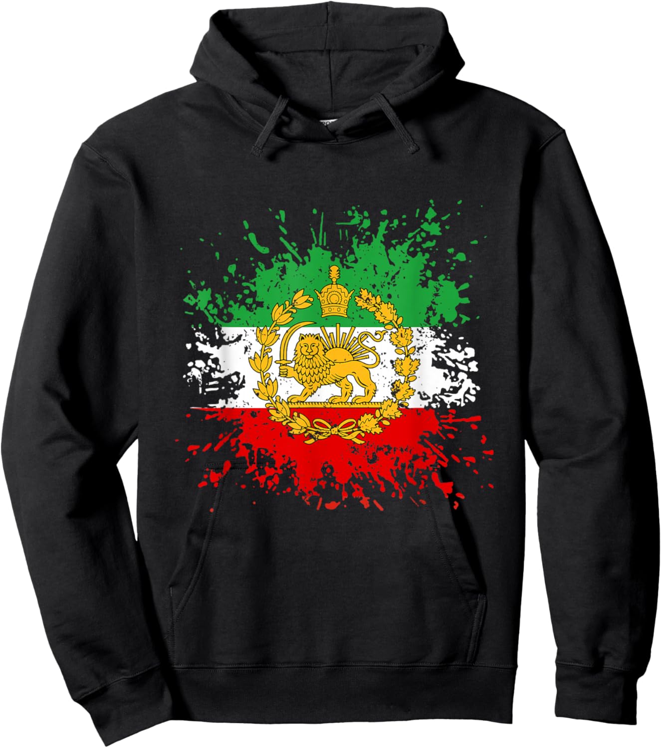 Iran Lion Sun Flag,Iran,Persian,Shir o Khorshid Hoodie - Hoodie | Black