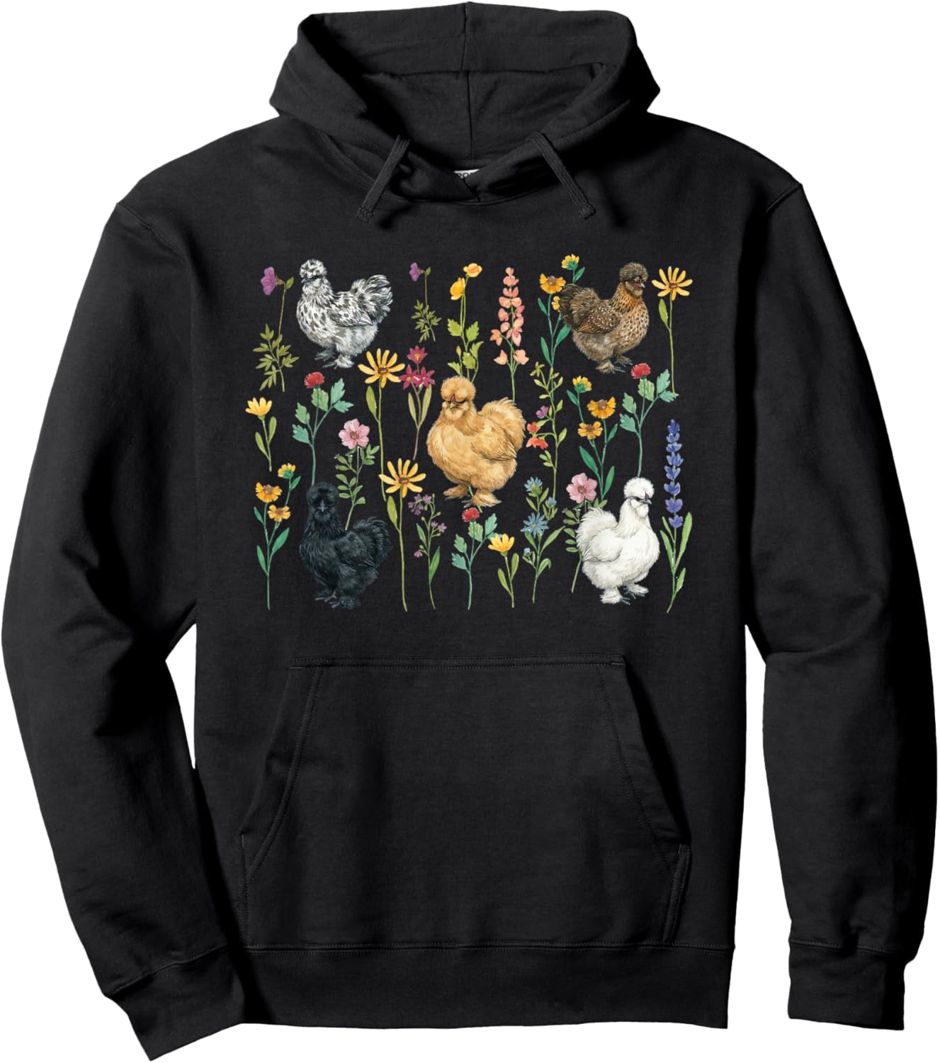 Silkie Chicken Lover Flowers Silkie Owner Silkie Chicken Mom Hoodie - Hoodie | Black