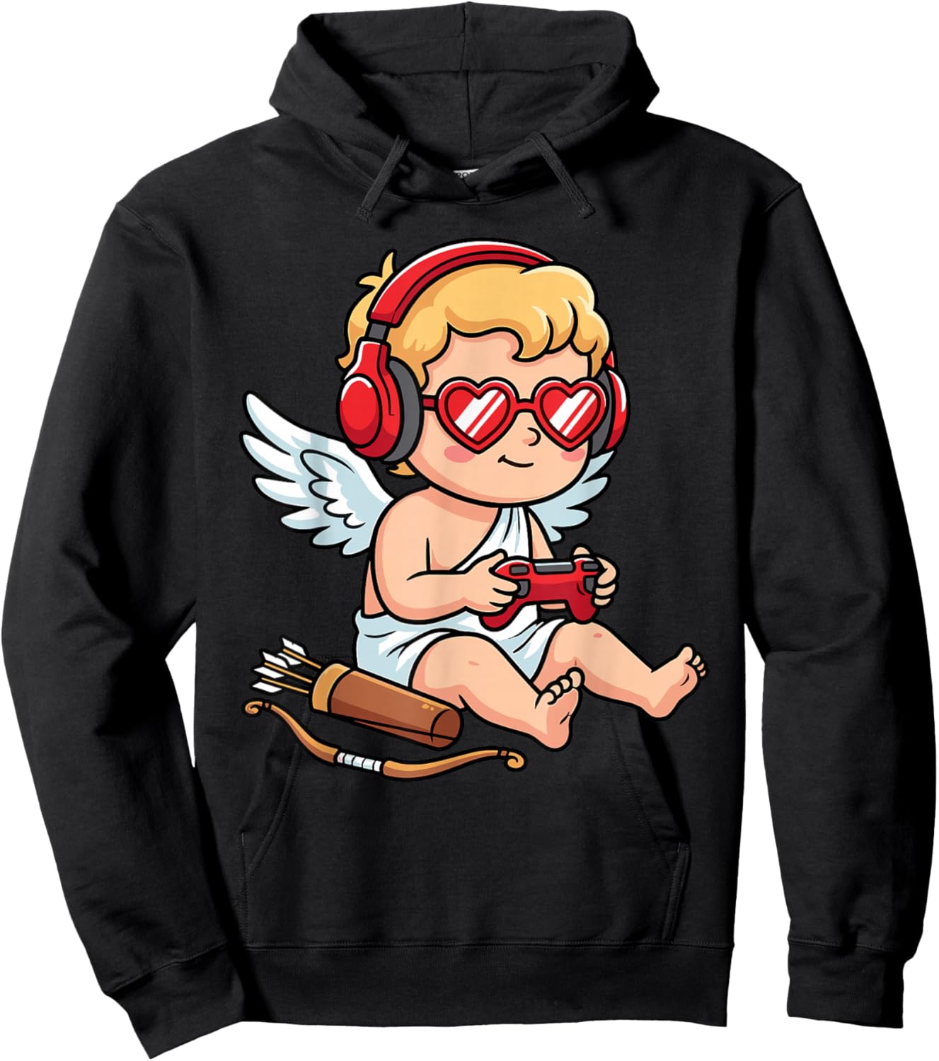 Video Games Cupid Gamer Funny St. Valentine's Day Hoodie - Hoodie | Black