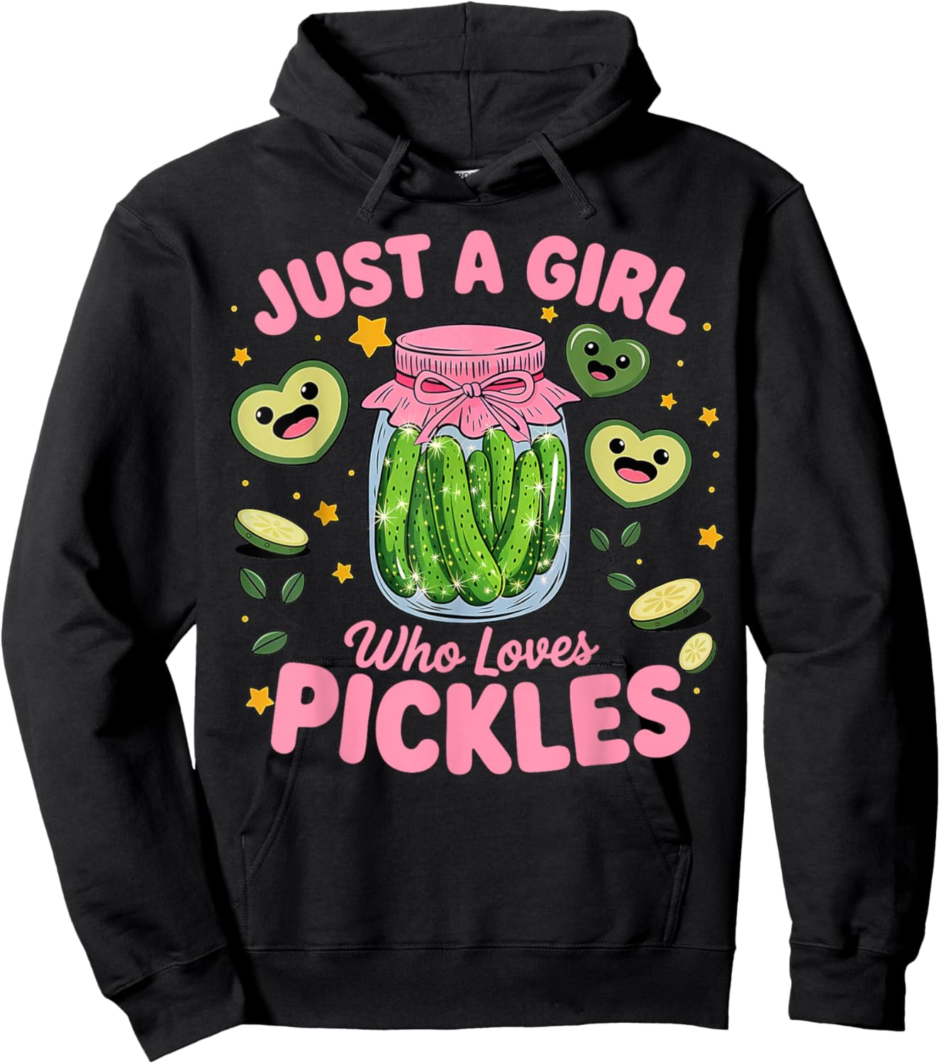 Pickle Just a Girl Who Loves Pickles Funny Food Lover Hoodie - Hoodie | Black