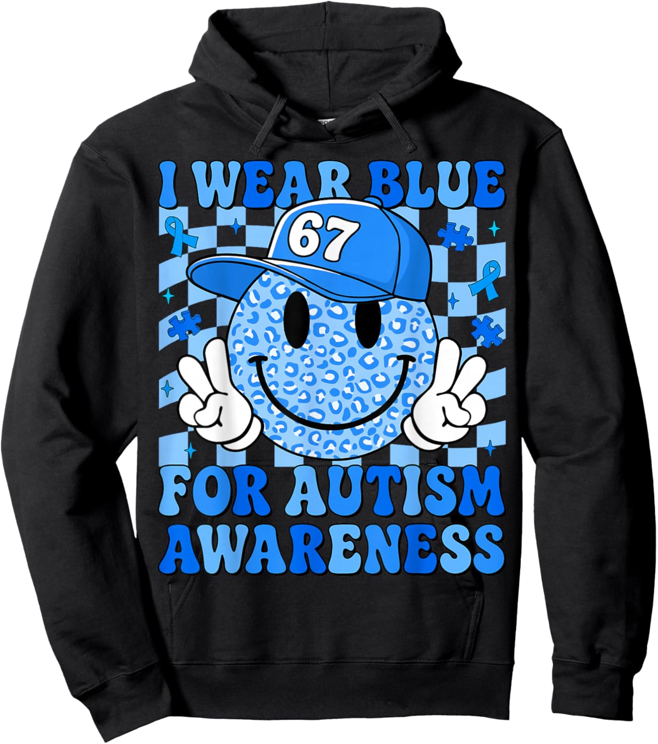 I Wear Blue for Autism Awareness Month Men Women Kids Autism Hoodie - Hoodie | Black