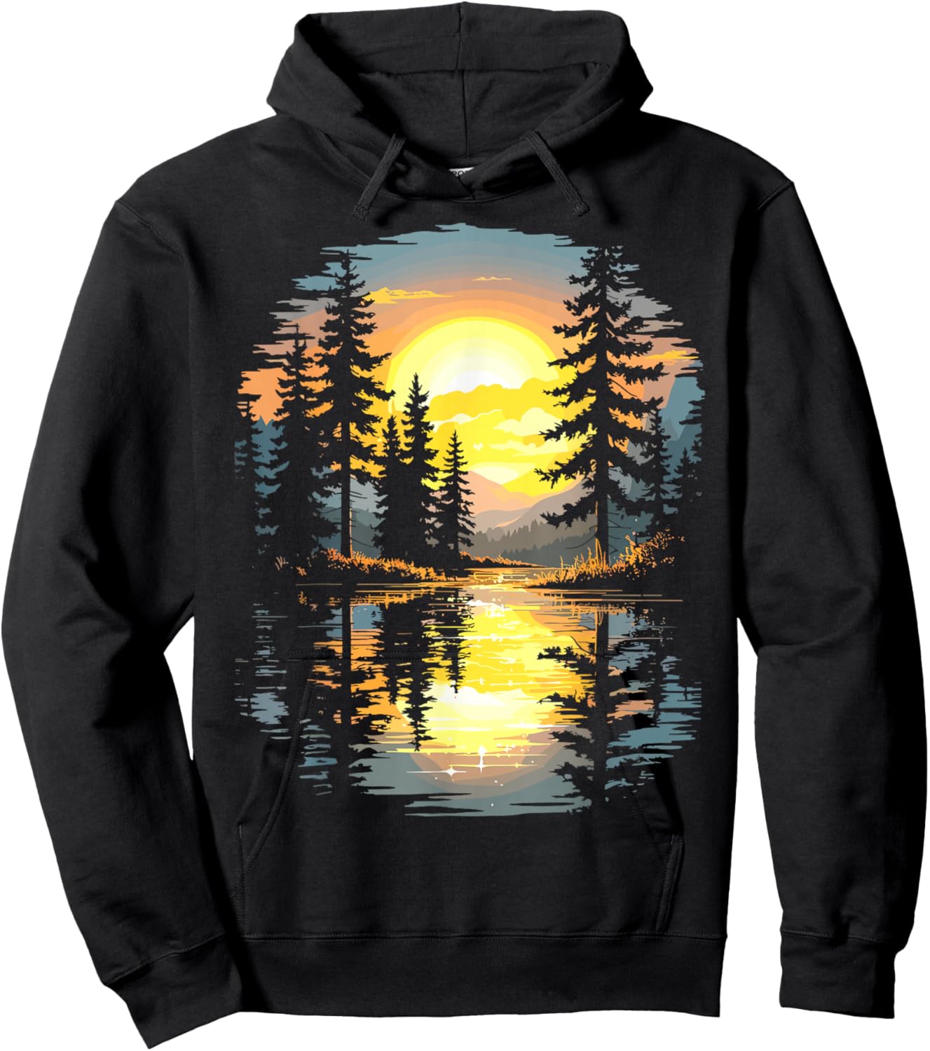 Nature Trees Reflection Sunset Forest Outdoor Wildlife Hoodie - Hoodie | Black