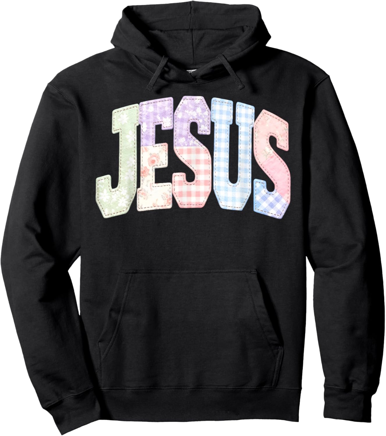 Amen Jesus Patchwork Christian Quote Faith Bible Verse Retro Hoodie - Hoodie | Black