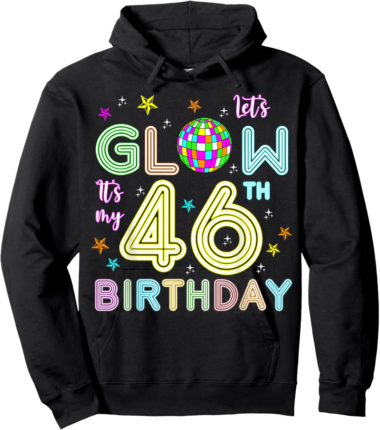 It's My 46th Birthday Glowing 80s 46 Year Old Hoodie - Hoodie | Black
