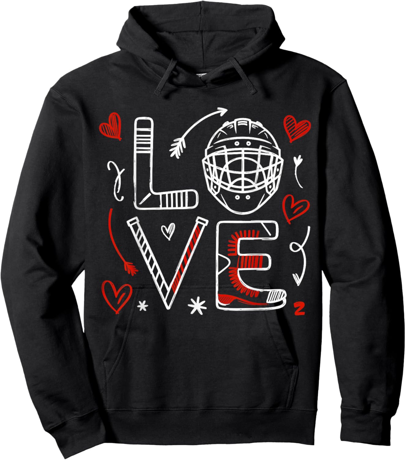 Valentine's Day Love Ice Hokey Item for Hockey Lovers Player Hoodie - Hoodie | Black