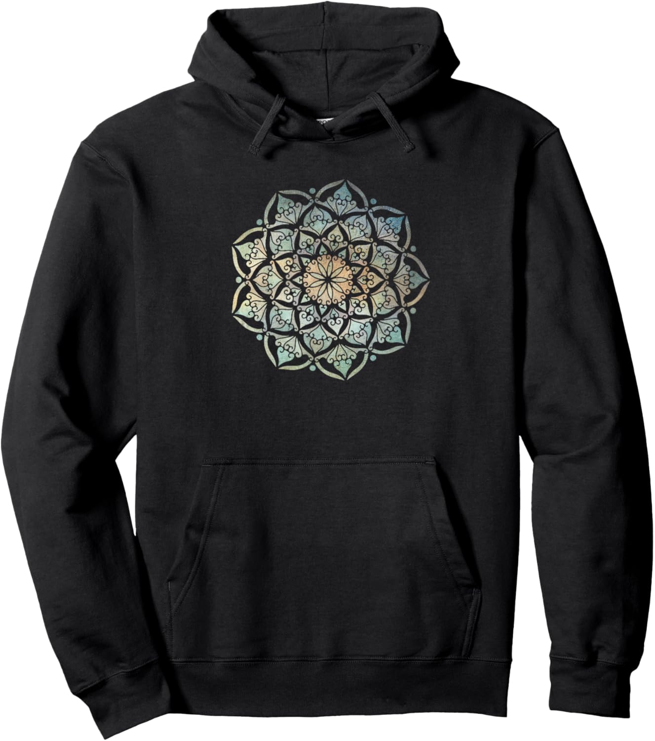Mandala - Geometric Abstract Distressed Zen Hoodie - Hoodie | Black