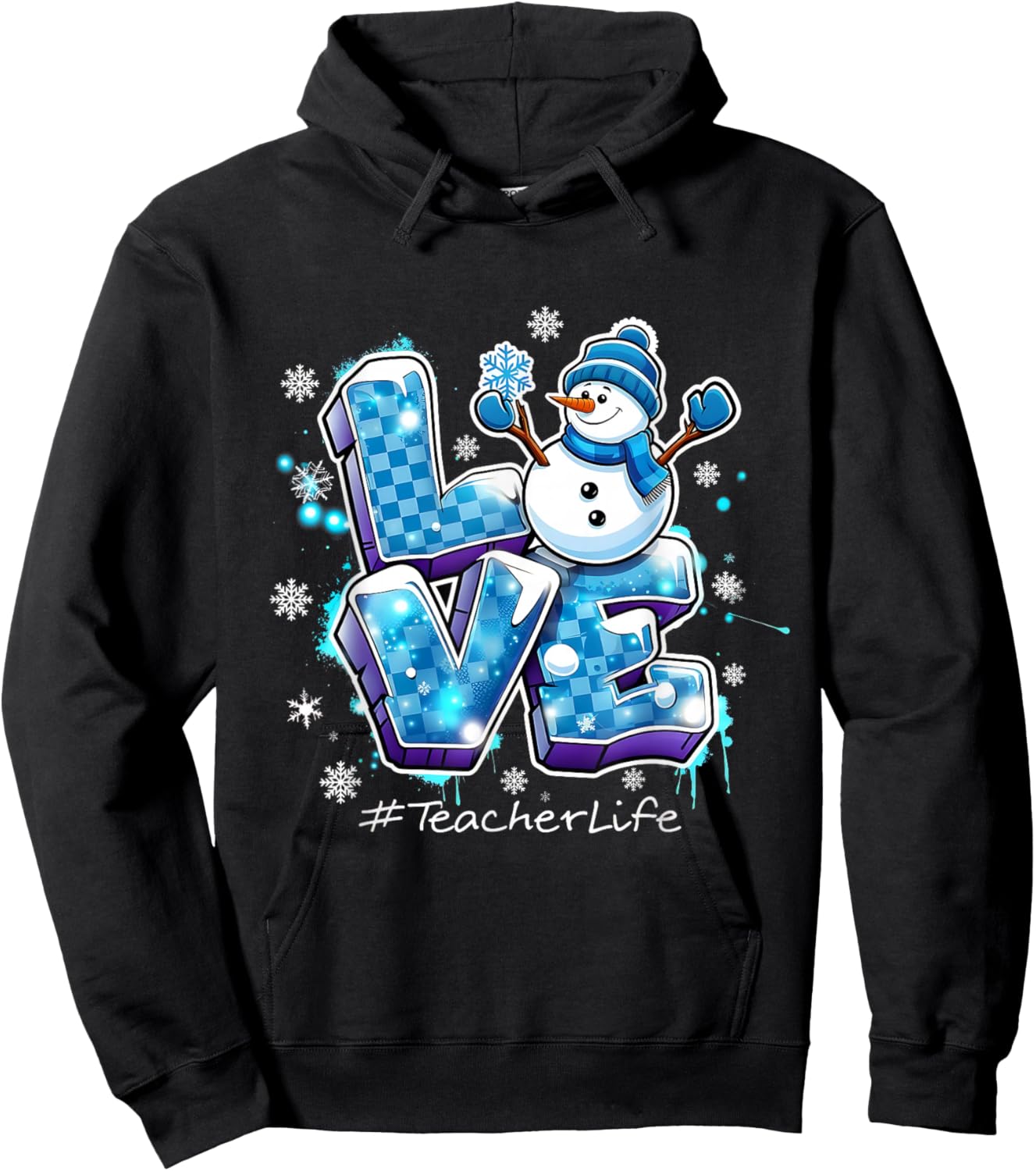 Love Snowman Teacher Life Winter Christmas Hoodie - Hoodie | Black