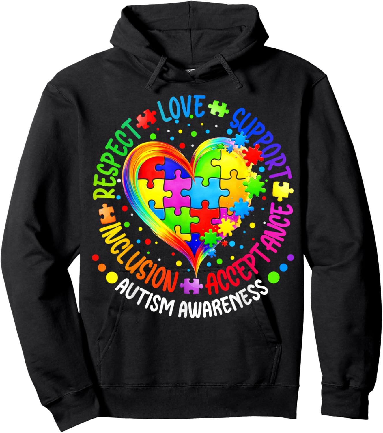 Autism Respect Love Inclusion Acceptance Awareness Women Kid Hoodie - Hoodie | Black