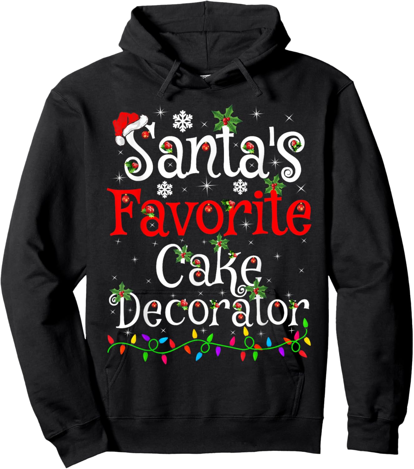 Santa Favorite Cake Decorator Christmas Family Funny Xmas Hoodie - Hoodie | Black