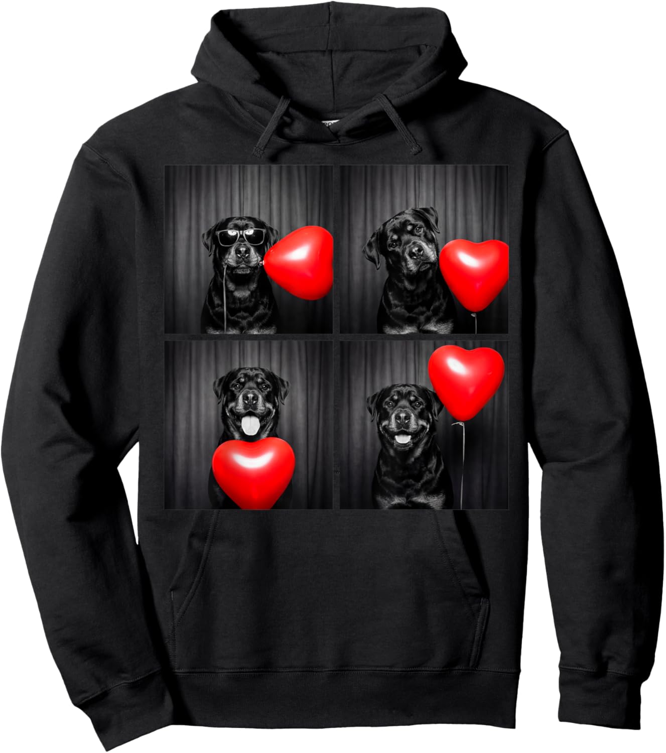 Rottweiler Photobooth Rottie Dog Valentines Design Hoodie - Hoodie | Black