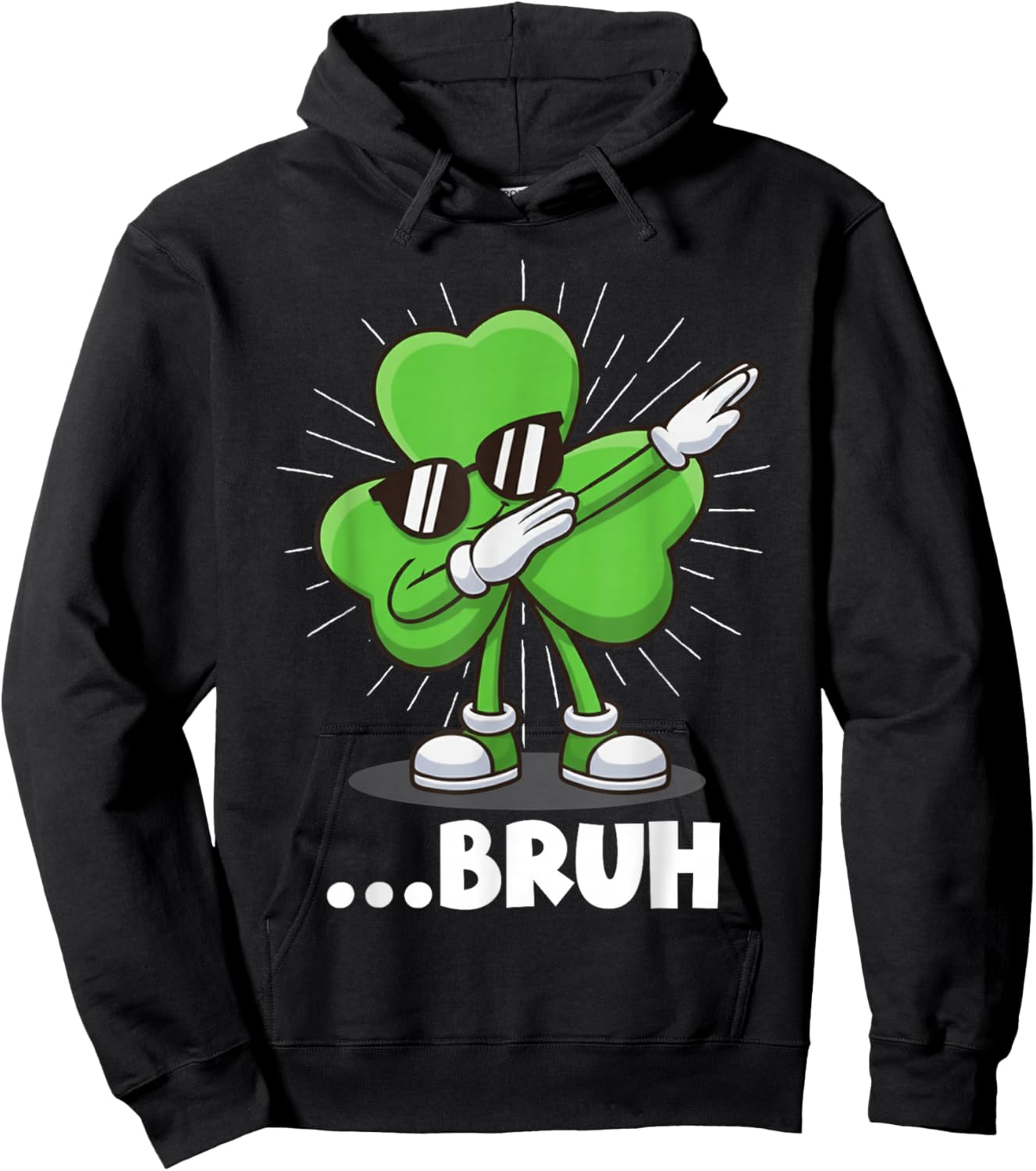 Dabbing Shamrock Bruh Funny St. Patrick’s Day Hoodie - Hoodie | Black