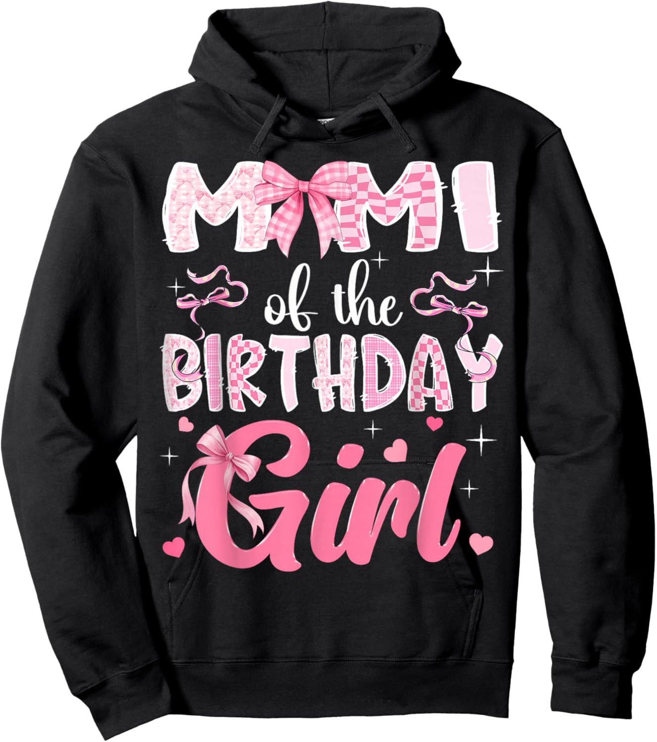 Mimi of The Birthday Girl Pink Coquette Bow Family Hoodie - Hoodie | Black