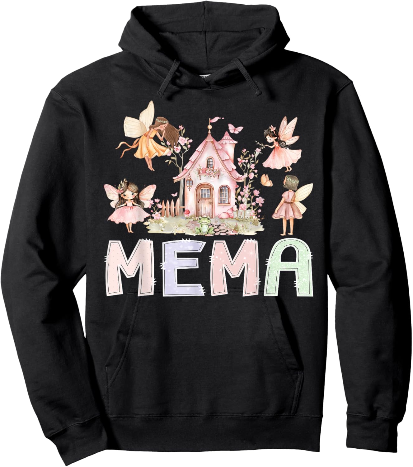 Fairy Mema Magical Floral Birthday Girl Fairytale Matching Hoodie - Hoodie | Black