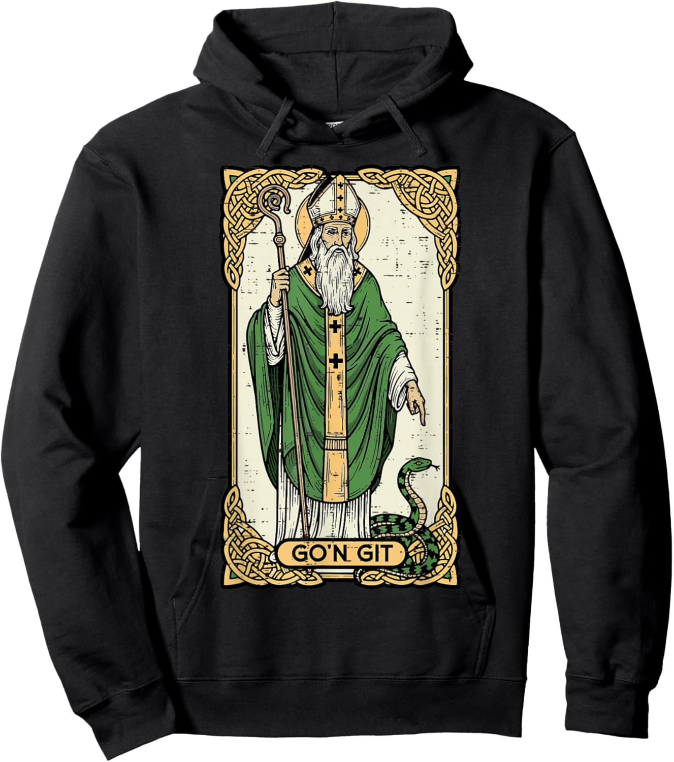 St Patrick Snake Gon Git Card Saint Pattys Men Women Kids Hoodie - Hoodie | Black
