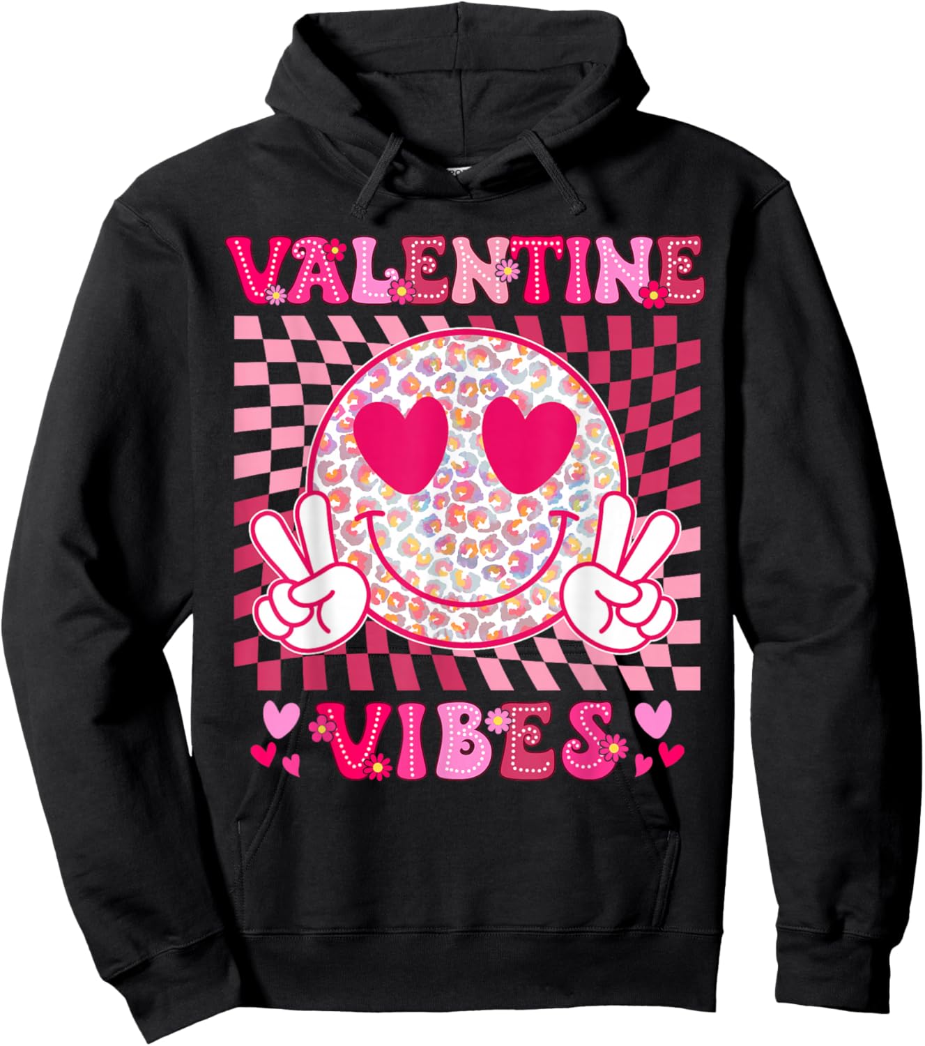 Valentines Vibes Valentines Day for Teens Boys Girls Kids Hoodie - Hoodie | Black